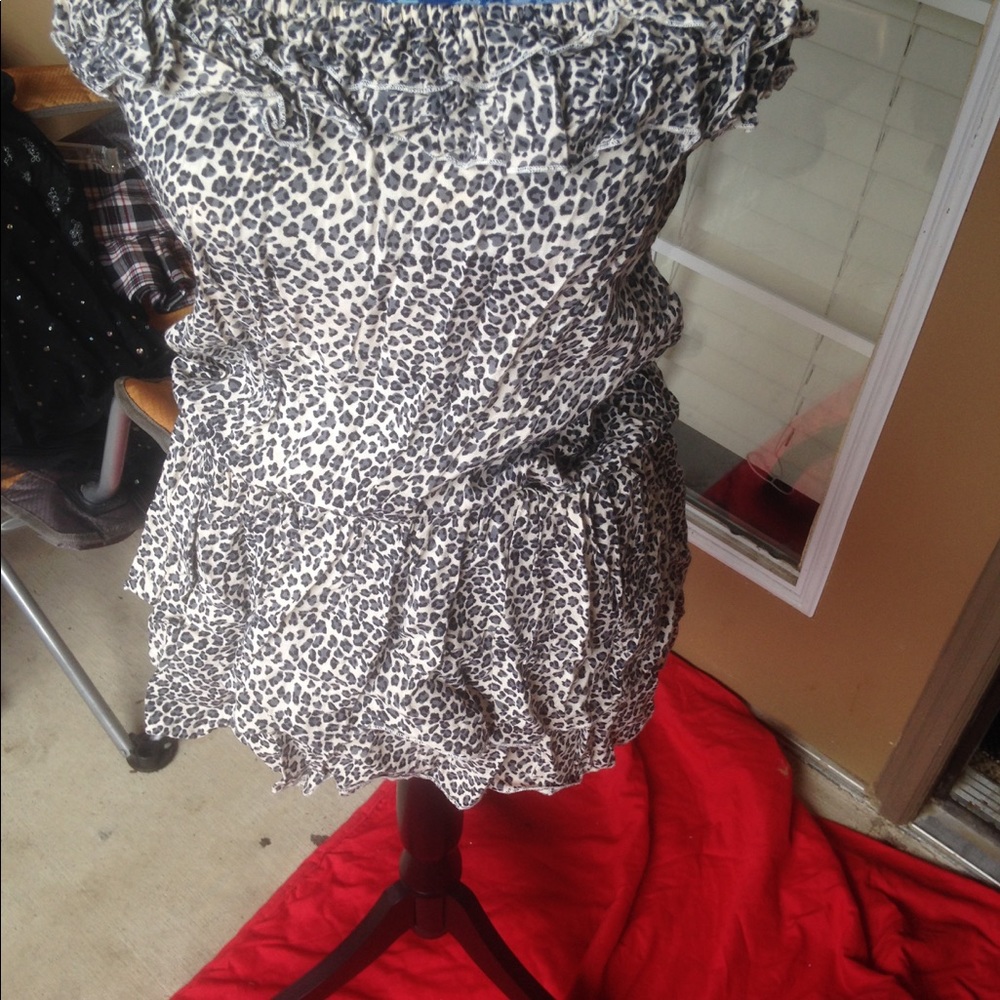 Pinky leopard med tube top dress with ruffles
